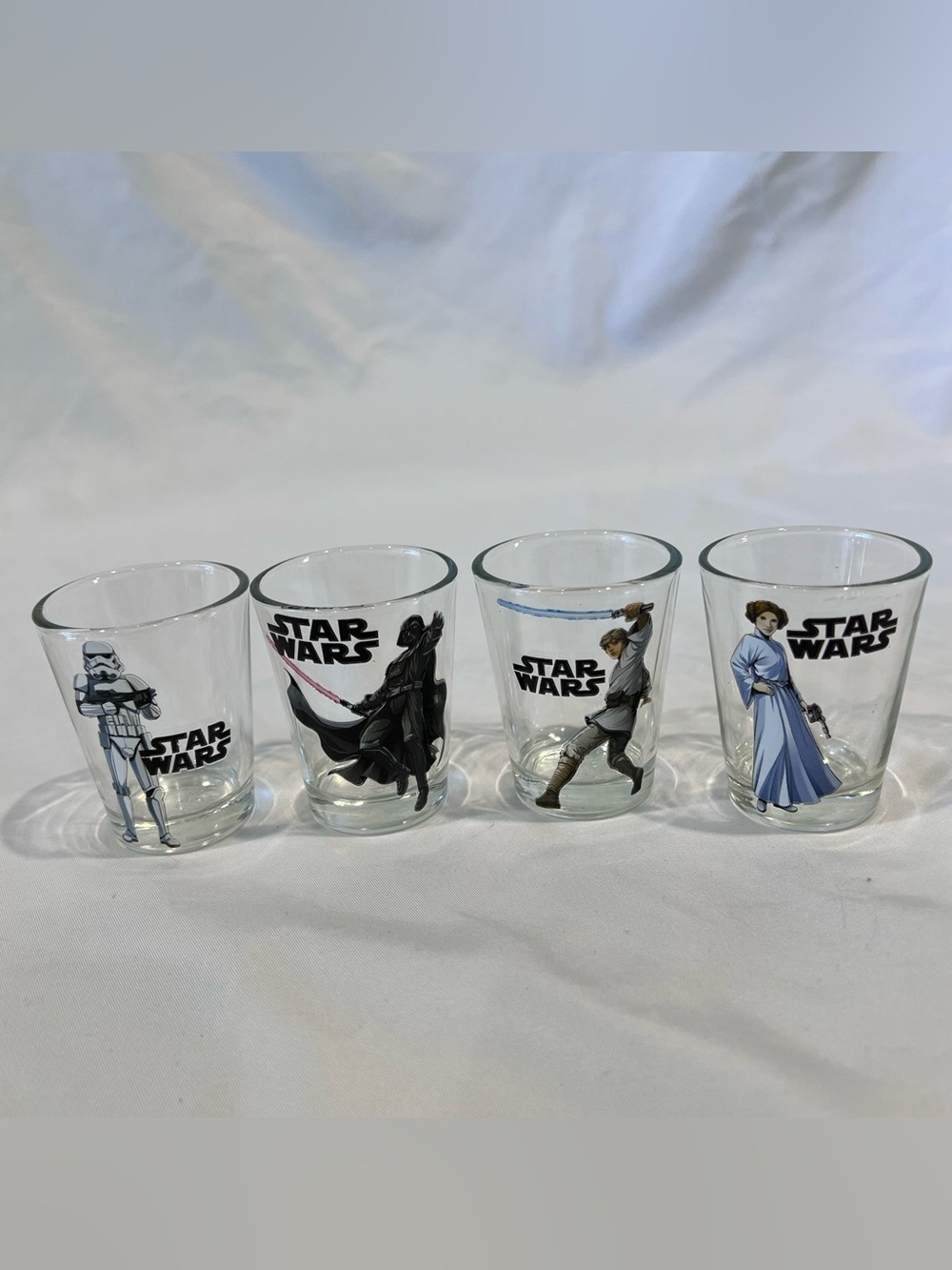 Star Wars 4 Piece Character Shot Glass Set Luke Leia Vader Stormtrooper